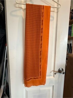 Orange Patterned Silk Scarf